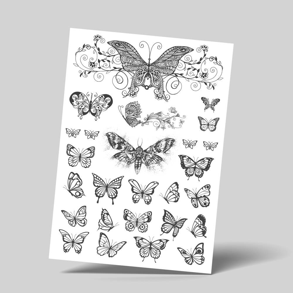 Temporäre Faketattoos zum Abziehen Tattoos Schmetterling Butterfly